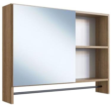 Imagem de Armario Para Banheiro 01 Porta Com Espelho 80cm Mel PRODDY - Milani St