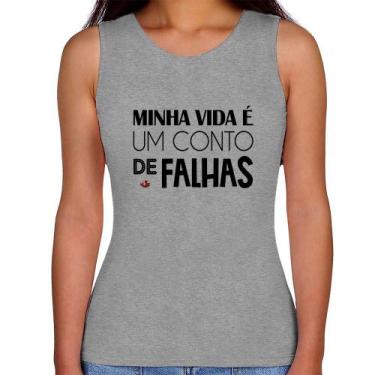 Imagem de Regata Feminina Minha vida é um conto de falhas - Foca na Moda, Cinza,