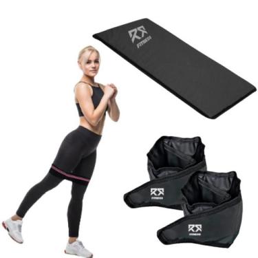 Imagem de Kit Colchonete + Par Caneleira Tornozeleira De Peso + Mini Hip Band El