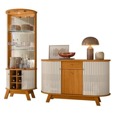 Imagem de Buffet Monza 136cm 310139 e Cristaleira Marina 309139 Cinamomo Off Whi