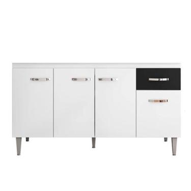 Imagem de Balcão de Pia 3 Portas Gabriela 150 cm Branco Preto Flex Sem Tampo AJL
