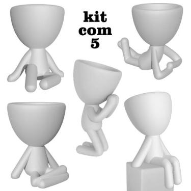 Imagem de Kit 5 Lindos Vasos Decorativo Branco Suculentas Planta Criativo - Marx