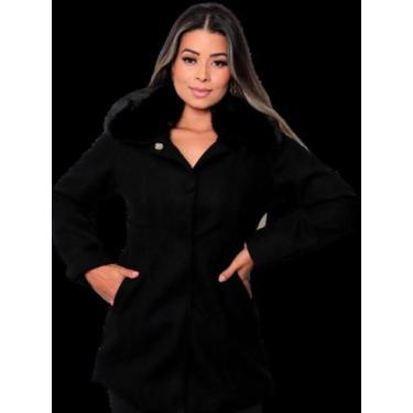 Imagem de Casaco Parka Lã Batida Botão Forrado Gola Pelúcia Removível - Sunset C