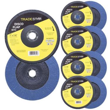 Imagem de Kit Disco de Lixa Flap 7" Pol Grão 120  Lixadeira 10 UN Reto - Tradest