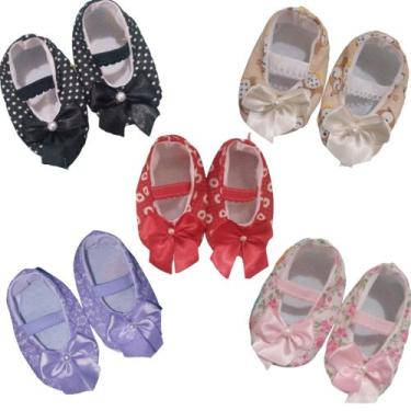 Imagem de Lote com 5 sapatinhos de Tecido Bebê Menina número 15 - Duda Baby Shop