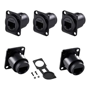 Imagem de PENGLIN 5 Pces Rj45 Passam Através do Tipo D do Conector, Conector Da Montagem do Painel Rj45 Fêmea Ao Anteparo Fêmea Da Rede Lan para Padrões Cat6/Cat5E/Cat5