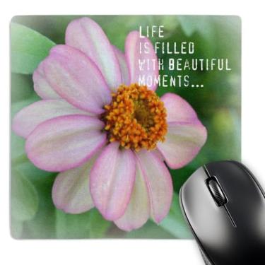 Imagem de 3dRose Mouse pad LLC 20 x 20 x 0,63 cm, Life s Beautiful Moments Pink Zinnia Flower Inspirations (mp_30895_1)