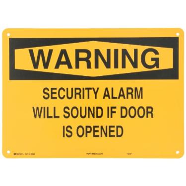 Imagem de Brady 22546 Placa de plástico para porta, 25,4 cm x 35,5 cm, legenda "Alarme de segurança soará se a porta for aberta"
