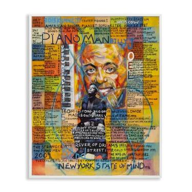 Imagem de Stupell Industries Billy Joel Collage Framed Giclee Wall Art Design por Sabin, moldura branca, 28 x 35 cm