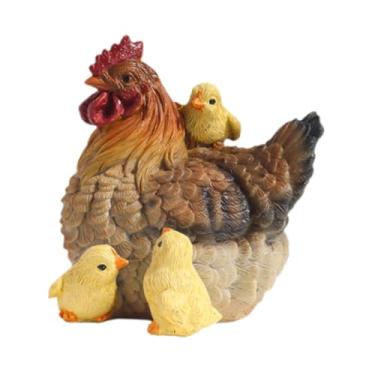 Imagem de Bothyi Estátua de jardim de galinha, ornamento de gramado, escultura de animal à prova de intempéries, estátua ao ar livre para decoração de quintal, caminho, Galinha