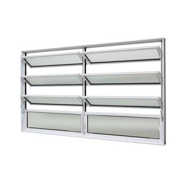 Imagem de Janela Basculante em Alumínio Branco Caribe Max 80x120x6cm 8 folhas Ja
