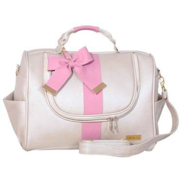 Imagem de Bolsa Maternidade Laço Belle Champanhe e Rosa - Decalta