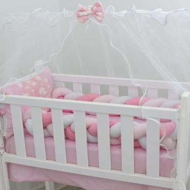 Imagem de Kit Mini Berço Nuvem Rosa 7 Peças - Giz de Cor
