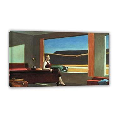 Imagem de Edward Hopper Prints-Famous Wall Art Framed-Landscape Painting Print on Canvas - Pôster "Western Motel" - Reprodução em tela para decoração de casa 90 x 155 cm (35 x 61 pol.)