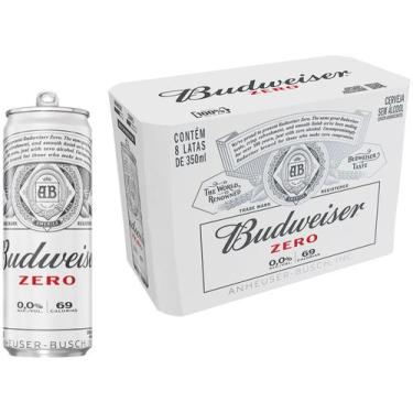Imagem de Cerveja Budweiser Zero sem Álcool Malte 8 Unidades Lata 350ml