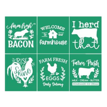 Imagem de JAJADO Farmhouse Quotes Faith, estêncil autoadesivo reutilizável, estêncil de galinha, animal, fazenda, estêncil, transferências de malha para artesanato em madeira/caneca/roupas, decoração de