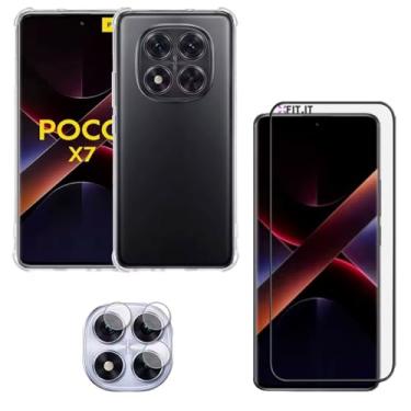Imagem de Kit Capa Case Anti Shock Bordas Reforçadas para Xiaomi Poco X7 5g + Película 5D + Película Proteção Lente Câmera Hidrogel