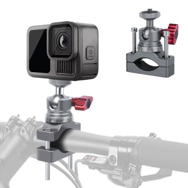 Imagem de CAME-TV Suporte para guidão de motocicleta com cabeça esférica de 360°, suporte de alumínio para câmera de motocicleta, cabeça esférica, grampo de tubo, clipe de câmera de ação para GoPr0, Insta360