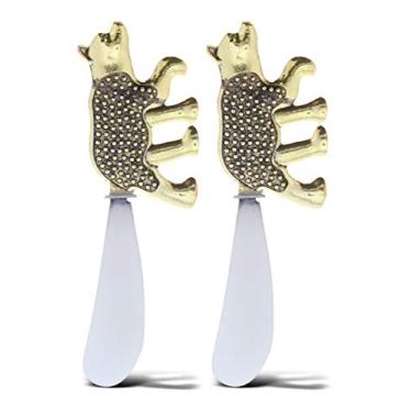 Imagem de KitchaBon Espalhador de queijo e molho de aço inoxidável dourado, utensílios para espalhar condimentos e manteiga para aperitivo em tábua de charcutaria de festa, conjunto de cozinha de espalhadores