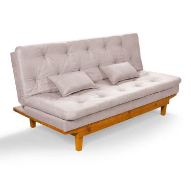 Imagem de Sofá Cama Caribe 3 Lugares Reclinavel Revestido Linho Base Madeira
