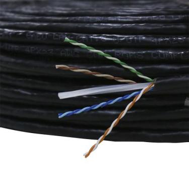Imagem de Cabo De Rede U/UTP Cat6 Preto Rolo 100 Metros Copperlan