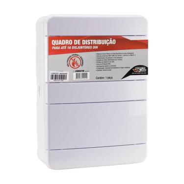 Imagem de Quadro de Distribuição p/ Sobrepor P/16 Disjuntores Din Branco - Force Line