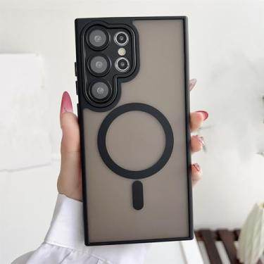 Imagem de HPQWN Para S24 Plus Matte Translúcido Case Lente Completa Câmera De Metal Capa Protetora Rígida (Para S24 Plus/Preto)