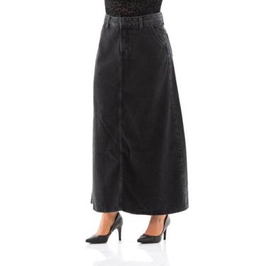 Imagem de Saia Jeans Feminina Arauto Evasê Black - Arauto Jeans, Preto marmoriza