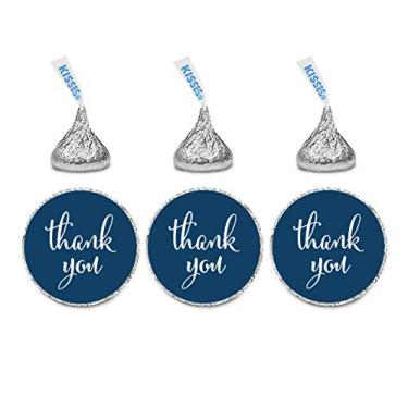 Imagem de Andaz Press Etiquetas de gotas de chocolate, Thank You, azul marinho, pacote com 216, para festa de aniversário de casamento, chá de noiva, beijos de festa, lembrancinhas, decoração, envelopes, selos