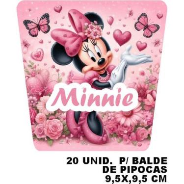 Imagem de Kit combo festa infantil 98 peças personalizado minnie rosa adesivo ta