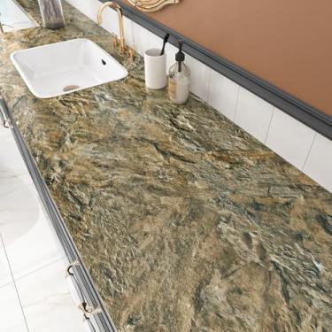 Imagem de Wallercity Papel de parede de mármore marrom para bancadas de papel de parede de granito para gavetas de armários papel de parede autoadesivo de vinil para prateleira de mesa banheiro cozinha filme