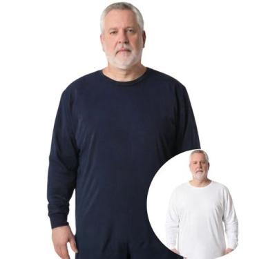 Imagem de Kit 2 Camisas Masculina Manga Longa Plus Size Malha Fria - Genérico, P