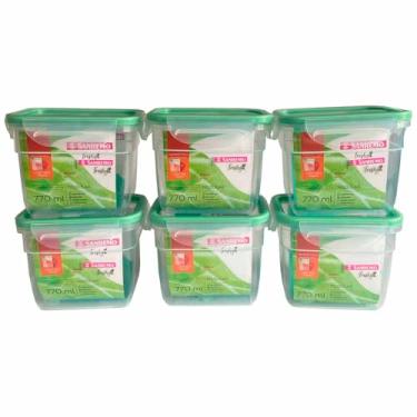 Imagem de 6 Pote Multiuso Freshy Plástico Freezer Sanremo Sr1761 770ml