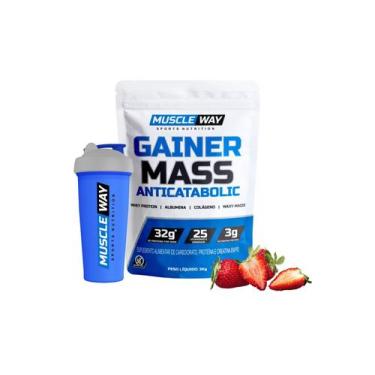 Imagem de Combo Hipercalórico + Coqueteleira- Muscle Way, Azul, Chocolate