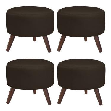 Imagem de Kit 4 Puffs Decorativos Redondo Couro Marrom