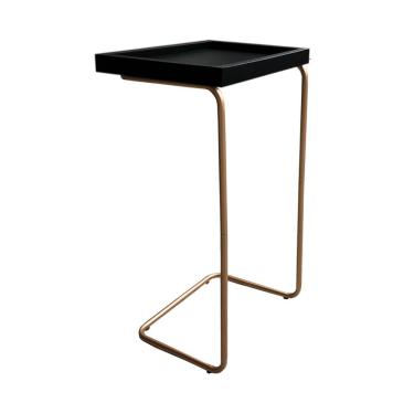 Imagem de Mesa De Apoio Lateral Para Sofá Ou Cama Preta Cobre