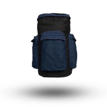 Imagem de Mochila Ferramental Preto com Azul 50Litros Lona Encerada - MB