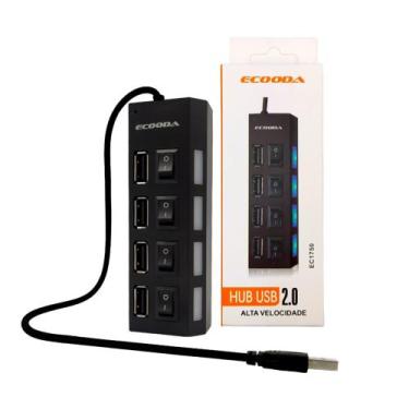 Imagem de Kit 2 HUB USB 2.0 Alta Velocidade Ecooda EC1750 - Sunoro