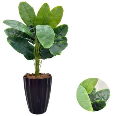 Imagem de Planta Artificial Bananeira Com Vaso Facetado Completo Casa - PlantaIm