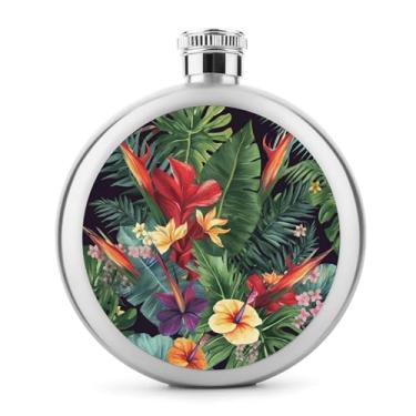 Imagem de Cantil de aço inoxidável, estampa de flores de plantas tropicais, clássico, cantil, garrafa de viagem, garrafa portátil de metal