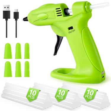 Imagem de Pistola de cola sem fio Hot Melt - Pistola de cola sem fio recarregável USB de 2600mAh com mini cola de 30 peças - Kit de armas de cola para trabalhos a bateria e carregador para artesanato DIY Artes Home Repairs