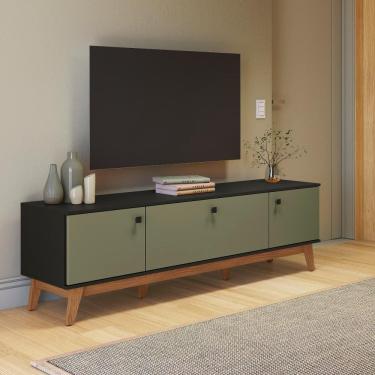 Imagem de Rack Kappesberg 3 Portas Preto Fosco/Verde Frevo 180cm