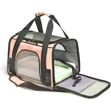 Imagem de Bolsa de Transporte Pet 43x28x25cm Salmão Para Passeios Viagens Avião Carro para Cães Gatos Perigot
