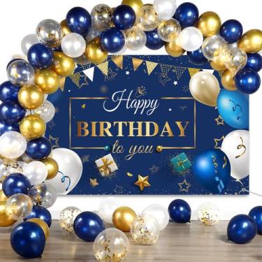 Imagem de Kit de balões de confete de aniversário Tatuo Navy Blue 50 peças