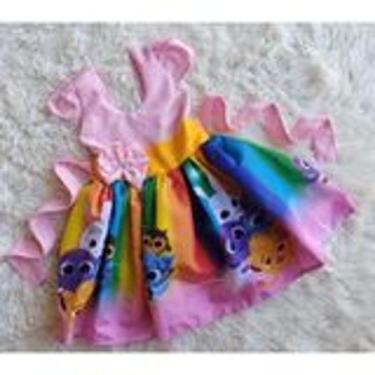 Imagem de Vestido Infantil Temático Simples Bolofofo Arco-íris - Edynhokids, PP