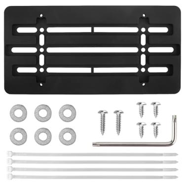 Imagem de Suporte de placa de licença frontal, sem furadeira, suporte de placa de licença universal para carro, caminhão, SUV, kit adaptador de montagem de para-choque dianteiro com 6 parafusos e chave inglesa