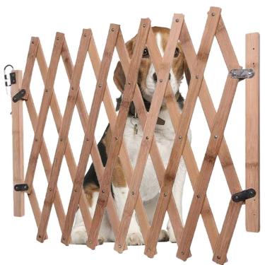 Imagem de Portao Retratil de Bambu Cao Pet Cachorro Bebe Criança Grade Sanfonada Segurança Proteçao