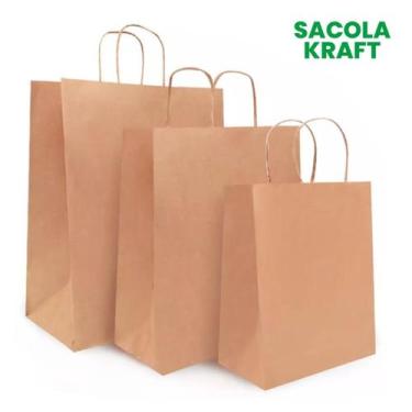 Imagem de Sacola Saquinho Kraft Para Delivery Online Econômico Entregas Alimento