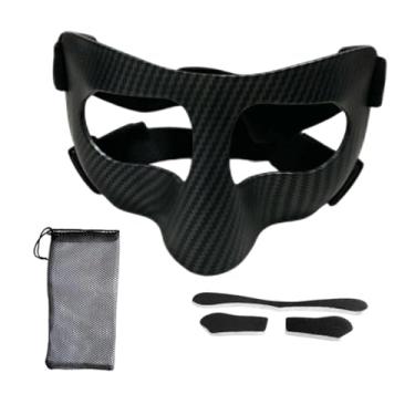 Imagem de menolana Protetor nasal para nariz quebrado, protetor facial ajustável esportivo para adultos, facial esportivo para treino, Faixa de Cabeça Preta