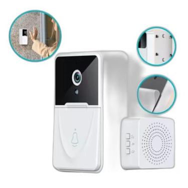 Imagem de Campainha Interfone Câmera E Áudio Sem Fio Wifi Prova D'Agua - Blackwa